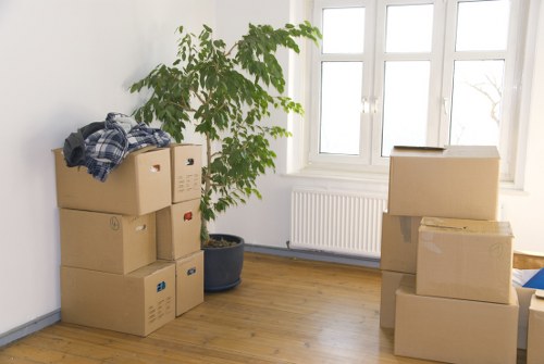 Careful packing of household items for a home move