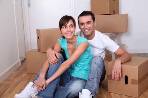 Packed boxes and furniture ready for storage in Bayswater